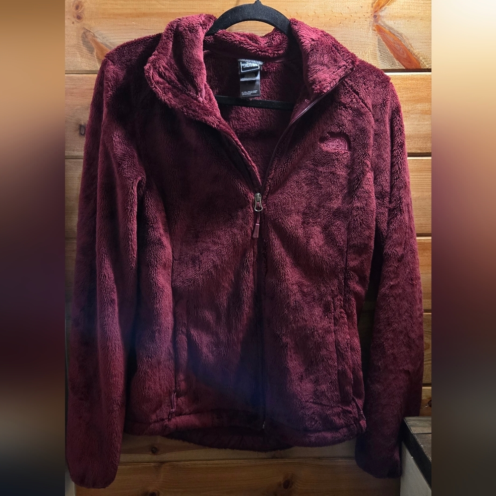 The North Face Women's Deep Burgundy Teddy Jacket Fill Zip W Pockets 0011